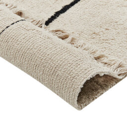 Beliani Aurora Home Area Rug Beige And Black Cotton 140 X 200 Cm Tasselled Boho Modern - thumbnail 4