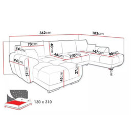 Logo U Shaped Corner Sofa Bed With Storage Reversible Grey Velvet Upholstery Modern Design - thumbnail 4