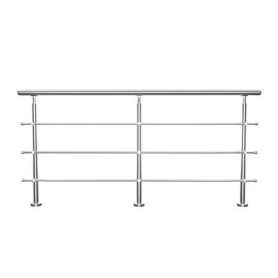 Living And Home 3 Crossbars Silver Floor Mount Stainless Steel Railing Handrail For Slopes And Stairs 240Cm W X 110Cm H - image 1