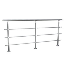 Living And Home 3 Crossbars Silver Floor Mount Stainless Steel Railing Handrail For Slopes And Stairs 240Cm W X 110Cm H - thumbnail 2
