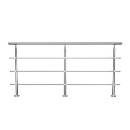 Living And Home 3 Crossbars Silver Floor Mount Stainless Steel Railing Handrail For Slopes And Stairs 240Cm W X 110Cm H
