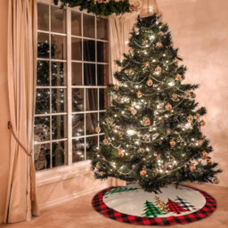 Amorly 48Inch Christmas Tree Skirt, Rustic Red Black Buffalo Plaid Tree Mat Decorative Xmas Base Cover With Snowflake Details For Festive - thumbnail 3