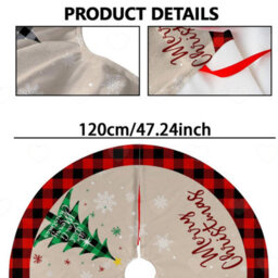Amorly 48Inch Christmas Tree Skirt, Rustic Red Black Buffalo Plaid Tree Mat Decorative Xmas Base Cover With Snowflake Details For Festive - thumbnail 2