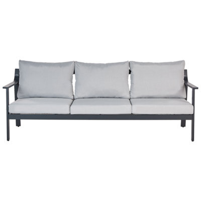 Beliani Garden Sofa 3 Seater Kiato Metal Light Grey - image 1
