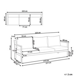 Beliani Garden Sofa 3 Seater Kiato Metal Light Grey - thumbnail 3