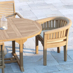 Eterna Valencia Teak Garden Outdoor Dining Table & 6 Seat Chair Set - With Cream Cushions - thumbnail 4