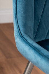 Furniturebox Uk Leonardo White Glass Marble Effect Silver Leg Table & 4 Blue Pesaro Silver Chairs - thumbnail 9