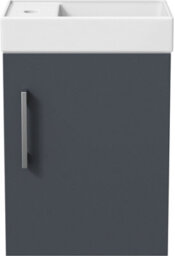 Affine 400mm Bathroom Basin Sink Vanity Unit Wall Hung Grey Round Mixer Tap Free Waste - thumbnail 5