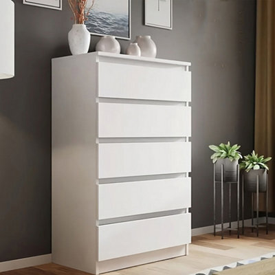 SquareBoxx Olivia Matt White 5 Drawer Freestanding Tower Chest - (H) 107.5Cm X (W) 60Cm X (D) 40Cm - image 1