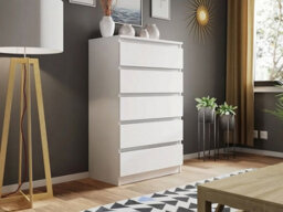 SquareBoxx Olivia Matt White 5 Drawer Freestanding Tower Chest - (H) 107.5Cm X (W) 60Cm X (D) 40Cm - thumbnail 2