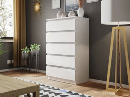 SquareBoxx Olivia Matt White 5 Drawer Freestanding Tower Chest - (H) 107.5Cm X (W) 60Cm X (D) 40Cm - thumbnail 3