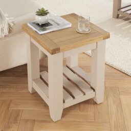The Furniture Market Cheshire Dove Grey Painted Side Lamp Table With Slatted Shelf - thumbnail 3