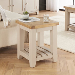 The Furniture Market Cheshire Dove Grey Painted Side Lamp Table With Slatted Shelf
