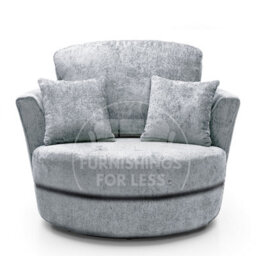 Furnishings For Less UK Monaco Chenille Fabric Swivel Chair 360 Rotation Foam Light Grey
