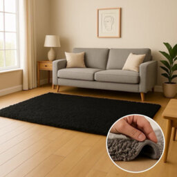 Uetian Black Shaggy Rug 160X230 Cm 5 Centimeter Dense Pile Thick Soft Luxury Area Rug For Living Room Bedroom Modern Home Decor - thumbnail 2