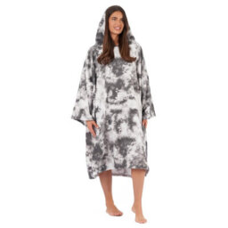 Ohs Extra Long Tie-Dye Print Fleece Hoodie Blanket, Charcoal - Adults