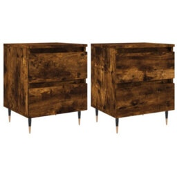 Berkfield Bedside Cabinets 2 Pcs Smoked Oak 40X35X50 Cm Engineered Wood - thumbnail 2