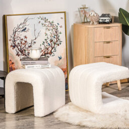 Nordlys White Bouclé Pouf Vintage Style Living Room - thumbnail 4