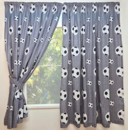 "My Home 66"" X 72"" Football Grey Pencil Pleat Curtains"
