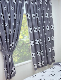 "My Home 66"" X 72"" Football Grey Pencil Pleat Curtains" - thumbnail 2