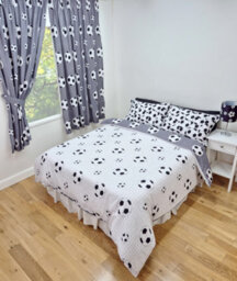 "My Home 66"" X 72"" Football Grey Pencil Pleat Curtains" - thumbnail 3