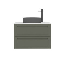 Royal Bathrooms Royal Bathroom Elmore 800mm Matt Green Wall Mounted Countertop Bathroom Vanity Unit 2 Drawer With Art Round Basin - thumbnail 7