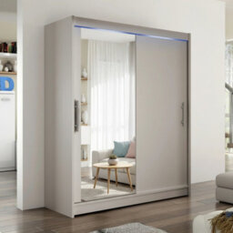 Westa Vi 150 Cm Mirrored Sliding Cashmere Wardrobe Spacious Modern Storage With Shelves Hanging Space And Rgb Led Colorful - thumbnail 2