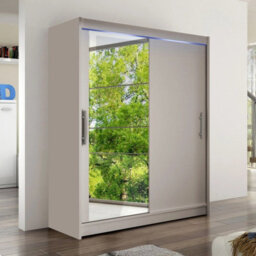 Westa Vi 150 Cm Mirrored Sliding Cashmere Wardrobe Spacious Modern Storage With Shelves Hanging Space And Rgb Led Colorful - thumbnail 3