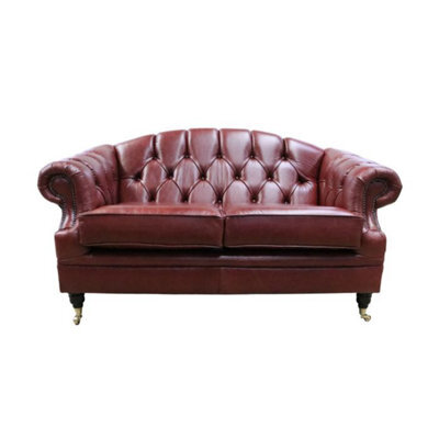 Chesterfield Handmade 2 Seater Sofa Settee Old English Chestnut Leather Victoria In Style - image 1