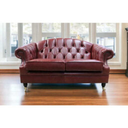 Chesterfield Handmade 2 Seater Sofa Settee Old English Chestnut Leather Victoria In Style - thumbnail 6
