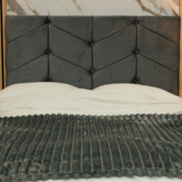 "Urban Textures Luxury 26"" Chevron High Velvet Fabric Upholstered Bed Headboard - Steel" - thumbnail 1