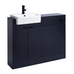 Homestylestore 1050mm Black Grey Bathroom Combination Vanity Wc Unit With Toilet And Black Pull Handle - thumbnail 2