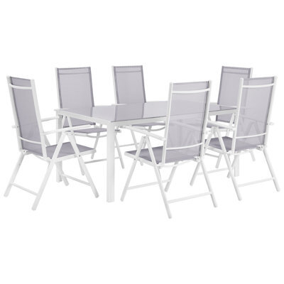 Beliani Garden Dining Set 6 Seater Catania Metal Grey - image 1