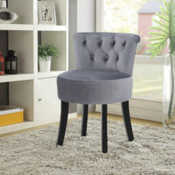 Velvet Vanity Stool With Backrest - thumbnail 5