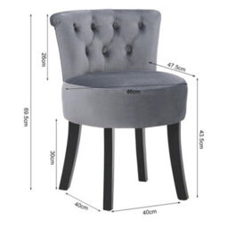 Velvet Vanity Stool With Backrest - thumbnail 2