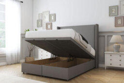 "Sloomy Devonshire Pewter Dumfries Ottoman Bed With Mattress With 54"" Wingback Headboard 2'6 Small Single" - thumbnail 2
