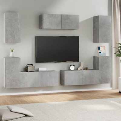 Berkfield 7 Piece Tv Cabinet Set Concrete Grey Engineered Wood - image 1