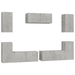 Berkfield 7 Piece Tv Cabinet Set Concrete Grey Engineered Wood - thumbnail 2