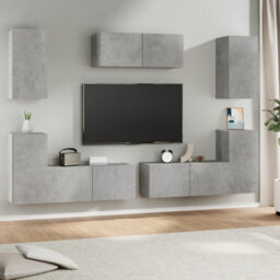 Berkfield 7 Piece Tv Cabinet Set Concrete Grey Engineered Wood - thumbnail 1