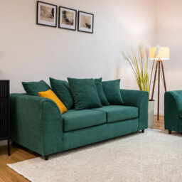 Abakus Direct Jumbo Grid Forest Green 3 Seater Sofa  Plush Comfort With Deeply Padded Cushions - thumbnail 1