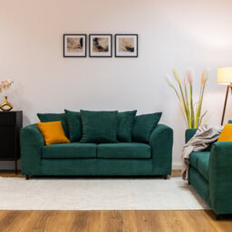 Abakus Direct Jumbo Grid Forest Green 3 Seater Sofa  Plush Comfort With Deeply Padded Cushions - thumbnail 2
