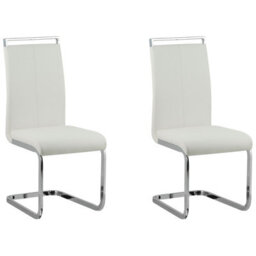 Beliani Set Of 2 Dining Chairs Greedin Faux Leather White - thumbnail 1