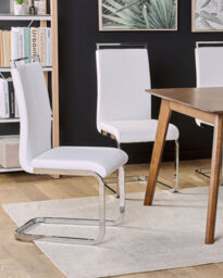 Beliani Set Of 2 Dining Chairs Greedin Faux Leather White - thumbnail 2