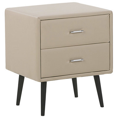 Beliani 2 Drawer Bedside Table Essonne Faux Leather Beige - image 1