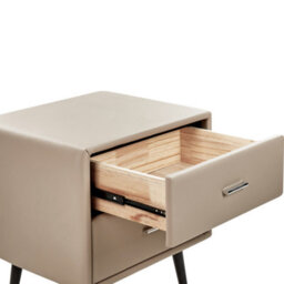 Beliani 2 Drawer Bedside Table Essonne Faux Leather Beige - thumbnail 6
