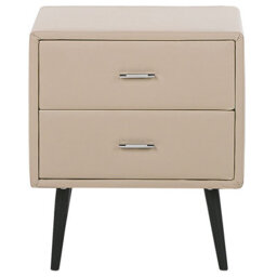 Beliani 2 Drawer Bedside Table Essonne Faux Leather Beige - thumbnail 4