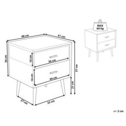 Beliani 2 Drawer Bedside Table Essonne Faux Leather Beige - thumbnail 3