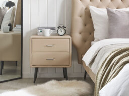 Beliani 2 Drawer Bedside Table Essonne Faux Leather Beige - thumbnail 2