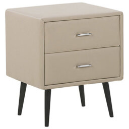 Beliani 2 Drawer Bedside Table Essonne Faux Leather Beige