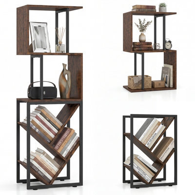 Gainoom 6-Tier Bookshelf Industrial S-Shaped Geometric/tree Bookcase With Open Display Shelves - image 1